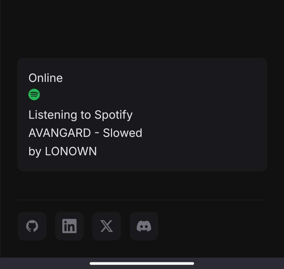 My website mobile view showing Discord status integration